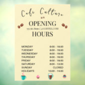 Openingstijden café coffeeshop raamsticker (Vel 3)