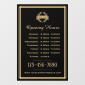 Openingstijden Classic Business Logo Black Gold Raamsticker (Vel)
