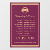 Openingstijden Classic Business Logo Plum Raamsticker (Vel)