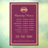 Openingstijden Classic Business Logo Plum Raamsticker (Vel 3)