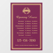 Openingstijden Classy Zakelijk Logo Pruim Raamsticker (Vel)