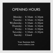 Openingstijden | Custom Business Times Black Raamsticker (Vel)