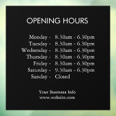 Openingstijden | Custom Business Times Black Raamsticker (Vel 3)