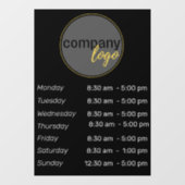 OPENINGSTIJDEN DAGEN UUR LOGO BEDRIJF ZWARTE WIT RAAMSTICKER (Vel)