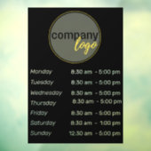 OPENINGSTIJDEN DAGEN UUR LOGO BEDRIJF ZWARTE WIT RAAMSTICKER (Vel 3)