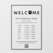 Openingstijden Dierenkliniek Zwarte Poot Logo QR-c Raamsticker (Vel)