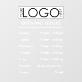 Openingstijden Eenvoudig Professioneel Zakelijk Lo Raamsticker (Vel)