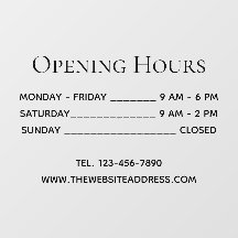 Openingstijden Eenvoudige zwarte teksttijden Telef