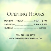 Openingstijden Eenvoudige zwarte teksttijden Telef Raamsticker (Vel 3)