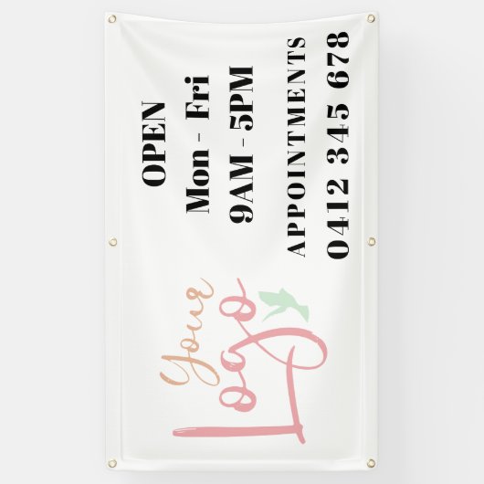 Openingstijden Eigen Logo Business Spandoek (Verticaal)