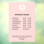 Openingstijden Eigen Logo Roze Bakkerij Bedrijf Raamsticker (Vel 3)
