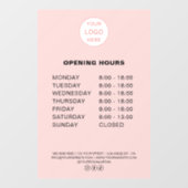 Openingstijden Eigen Logo Roze Bakkerij Bedrijf Raamsticker (Vel)