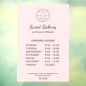 Openingstijden Eigen Logo Roze Bakkerij Bedrijf Raamsticker (Vel 3)