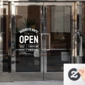 Openingstijden en QR-code van wit bedrijf  Raamsticker (Kantoordeur)