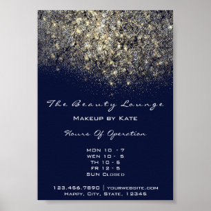 Openingstijden Gold Blue Navy Confetti Sequin Poster