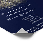 Openingstijden Gold Blue Navy Confetti Sequin Poster (Hoek)
