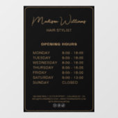 Openingstijden Haarstylist Salon Black Gold Raamsticker (Vel)