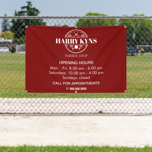 Openingstijden herenkapper aangepast spandoek (Insitu)