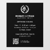 Openingstijden herensalon aangepast logo QR CODE Raamsticker (Vel)