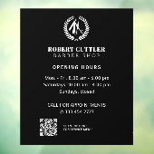 Openingstijden herensalon aangepast logo QR CODE Raamsticker (Vel 3)