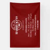 Openingstijden kapperzaak aangepast spandoek (Verticaal)