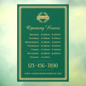 Openingstijden Klassiek Bedrijfslogo Groen Raamsticker (Vel 3)