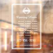 Openingstijden Klassiek Bedrijfslogo Wit Raamsticker (Vel 2)