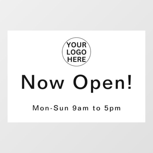 Openingstijden l Business Logo Black & White Raamsticker (Vel)