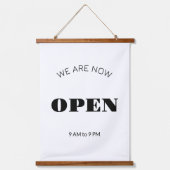 Openingstijden L Zwart & Wit Business Time Sign Hangend Wandkleed (Voorkant)