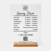 Openingstijden Logo Black Script Simple Acryl Bord (Voorkant)