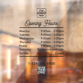 Openingstijden Logo Black Script Simple Raamsticker (Vel 2)