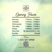 Openingstijden Logo Black Script Simple Raamsticker (Vel 3)