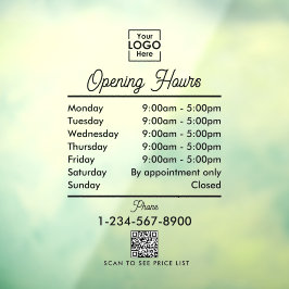 Openingstijden Logo Black Script Simple Raamsticker