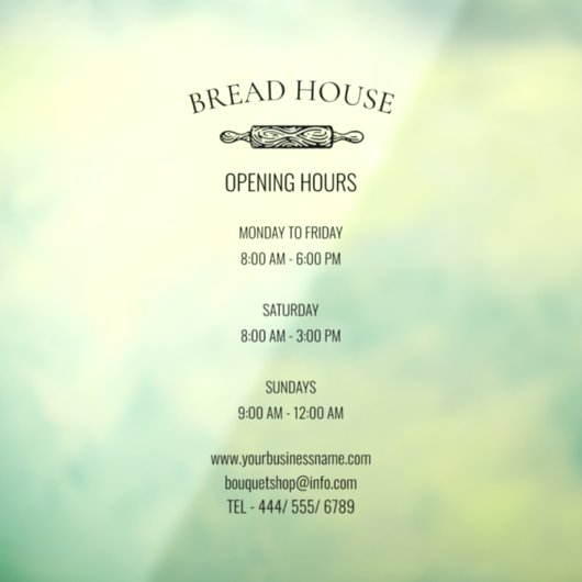 Openingstijden Lokale bakkerij Raamsticker (Vel 3)