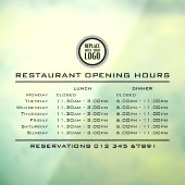 Openingstijden lunch diner restaurant aangepast lo raamsticker (Vel 3)