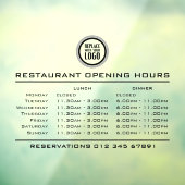 Openingstijden lunch diner restaurant met aangepas raamsticker (Vel 3)
