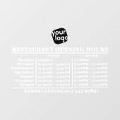 Openingstijden lunch diner restaurant met aangepas raamsticker (Vel)