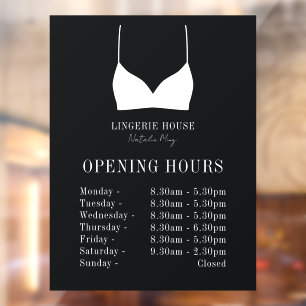Openingstijden Luxury Black White Lingerie Boutiqu Raamsticker