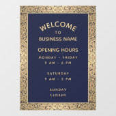 Openingstijden marineblauw goudRozen legant Raamsticker (Vel)