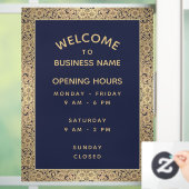 Openingstijden marineblauw goudRozen legant Raamsticker (Huis)