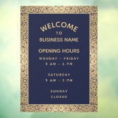 Openingstijden marineblauw goudRozen legant Raamsticker (Vel 3)