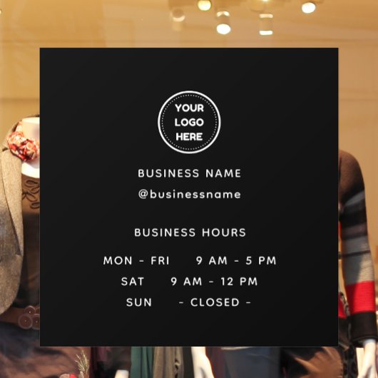 Openingstijden Met Logo Zwarte Bedrijfsuren Raamsticker