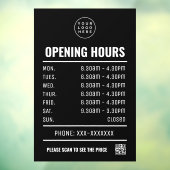 Openingstijden met QR-code en zakelijke logo Raamsticker (Vel 3)