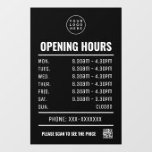 Openingstijden met QR-code en zakelijke logo Raamsticker (Vel)
