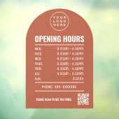 Openingstijden Met Qr Code Logo Terracotta Boog Raamsticker (Vel 3)