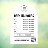OpeningsTijden Met Qr Code Logo Witte Boog  Raamsticker (Vel 3)