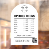 Openingstijden Met Qr Code Logo Witte Boog  Raamsticker (Vel 2)