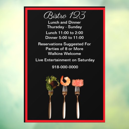 Openingstijden Modern Raamsticker (Vel 3)