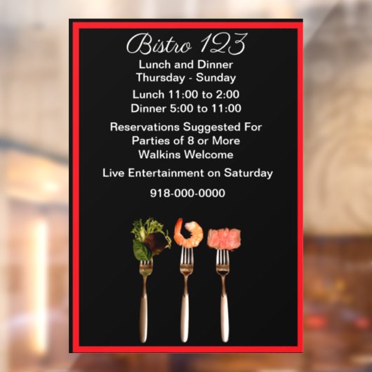 Openingstijden Modern Raamsticker (Vel 2)