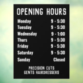 Openingstijden of openingstijden Vensterklemming Raamsticker (Vel 3)